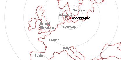 Flight time in hours to Copenhagen